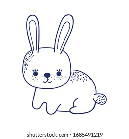 cute littel rabbit animal cartoon isolated icon design vector illustration line style