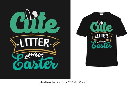 Cute Litter Easter Day T shirt Design, vector illustration, graphic template, print on demand, typography, vintage, eps 10, textile fabrics, retro style, element, apparel, easter tshirt, tee