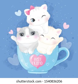 Cute litter kitty inside the cup