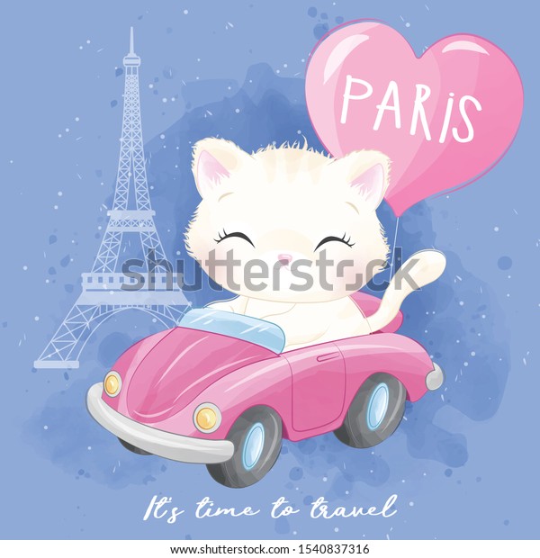 Cute litter kitty\
traveling with car