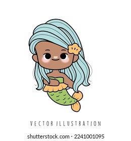 cute litter mermaid vector illustration