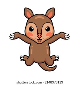 Cute little aardvark cartoon jumping