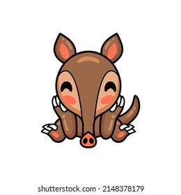 Cute little aardvark cartoon sitting