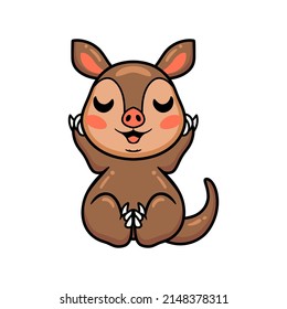 Cute little aardvark cartoon sitting