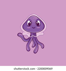 Cute Little Adorable Jellyfish Cartoon