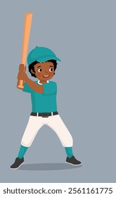 Cute little African boy play baseball holding baseball bat 