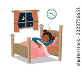 Cute little African girl sleeping good at night in bedroom