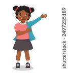 Cute little African girl wearing clothes get dressed daily routine activity