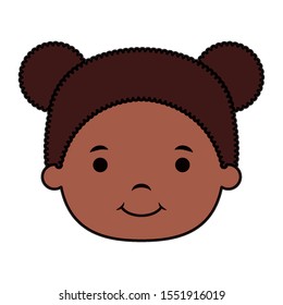 cute little afro girl head comic character vector illustration design
