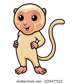 Cute little albino monkey cartoon standing