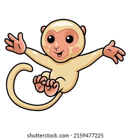 Cute little albino monkey cartoon posing