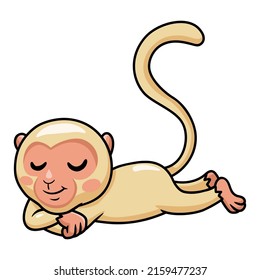 Cute little albino monkey cartoon sleeping