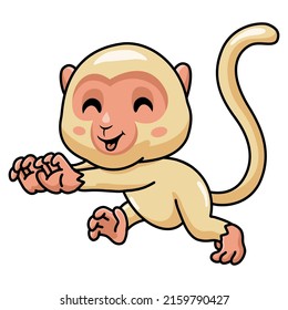 Cute little albino monkey cartoon running