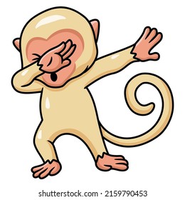 Cute little albino monkey cartoon dancing