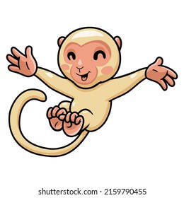 Cute little albino monkey cartoon posing