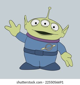 Cute Little Alien Cartoon Illustration