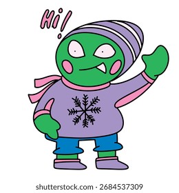 Cute Little Alien Illustration, Vector File, Unique, Cute and Attractive Design, Perfect for Your Needs
