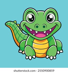 
cute little aligator logo vector illustartion