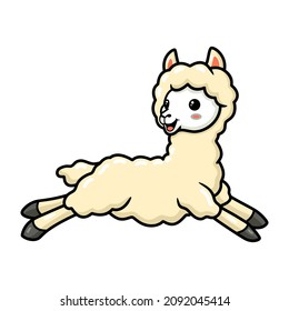 Cute little alpaca cartoon jumping