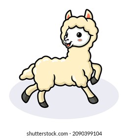 Cute little alpaca cartoon posing