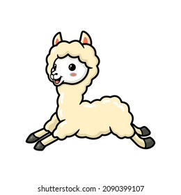 Cute little alpaca cartoon running