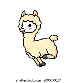 Cute little alpaca cartoon running