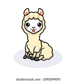Cute little alpaca cartoon sitting