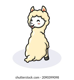 Cute little alpaca cartoon sitting