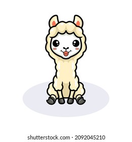 Cute little alpaca cartoon sitting