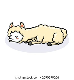 Cute little alpaca cartoon sleeping