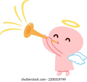 Cute Little Angel Blowing Trumpet