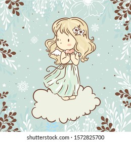 Cute little angel gives a heart