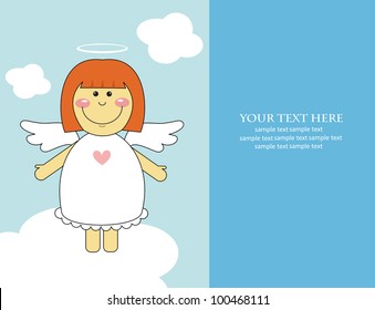 cute little angel in heaven. vector illustration