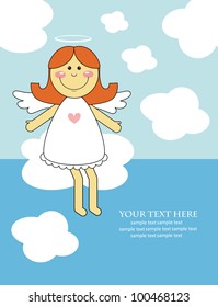 cute little angel in heaven. vector illustration