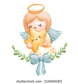 ilustración vectorial de pequeño angelito lindo