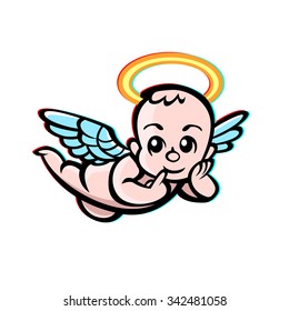 Cute Little Angel with wings - Vector Illustration picture art