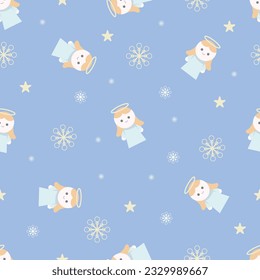 Cute little angel winter snowflake pattern