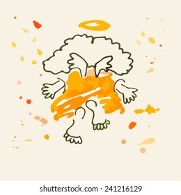 Cute little angels. Valentine'S Day. Watercolor, vector.