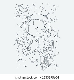 Cute little animal. Cartoon hand drawn vector illustration. Nice for baby t-shirt print, greeting and invitation card, fashion print design, kids wear, baby shower celebration.