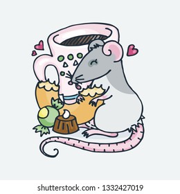 Cute little animal with lettering. Cartoon hand drawn vector illustration. Nice for baby t-shirt print, greeting and invitation card, fashion print design, kids wear, baby shower celebration.