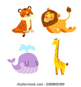 cute little animals cartoon vector illustration