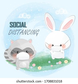 cute little animals do social-distancing