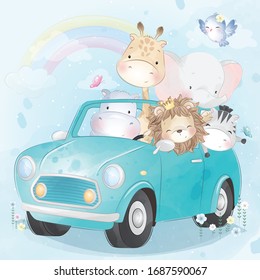 Cute Little Animals Driving A Car