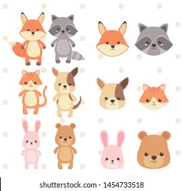 cute and little animals group characters
