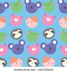 cute little animals kawaii characters pattern vector illustration design