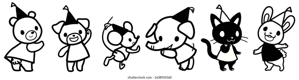 Cute Little animals on white background