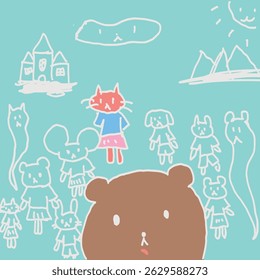 Pequeños animales lindos que juegan en frente de la casa