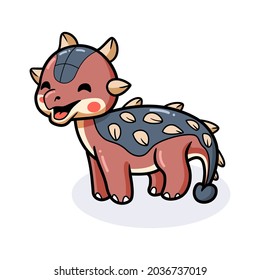 Cute little ankylosaurus dinosaur cartoon