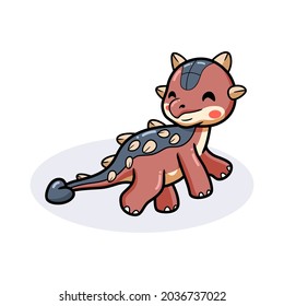 Cute little ankylosaurus dinosaur cartoon