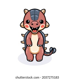 Cute little ankylosaurus dinosaur cartoon standing